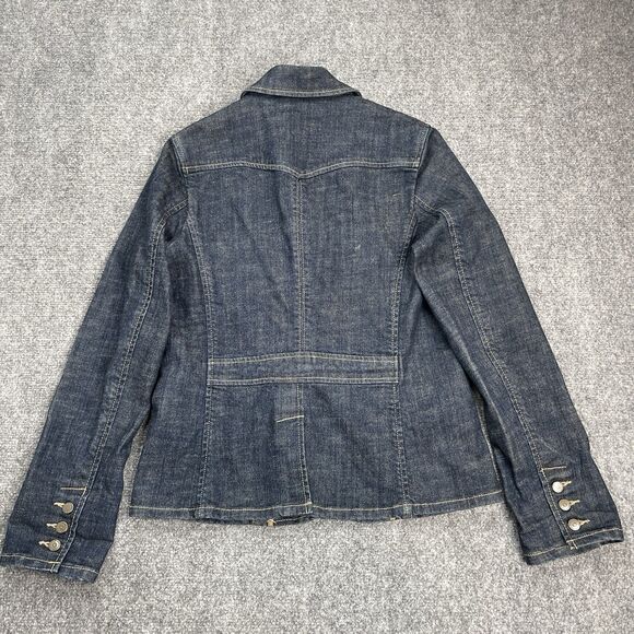 Eddie Bauer Denim Jean Jacket Womens Small Blazer Style 4 Pocket Stretch Denim - Picture 2 of 7